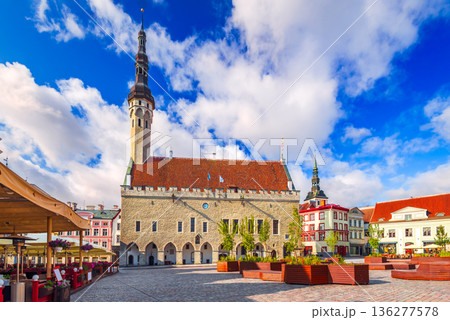 Tallinn, Estonia. Iconic Raekoja Plats and the Old Town Hall 136277578