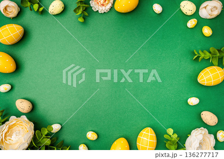 Happy Easter concept with easter eggs Happy Easter concept with easter eggs 136277717