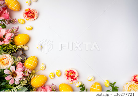 Happy Easter concept with easter eggs Happy Easter concept with easter eggs 136277721