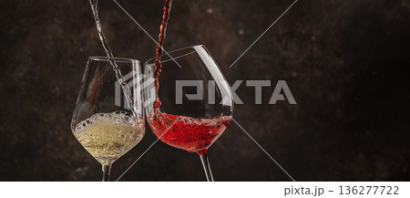White and red wine pouring in glasses 136277722