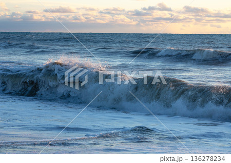 The Black Sea, a storm. Russia, Sochi, Adler The Black Sea, a storm. Russia, Sochi, Adler 136278234
