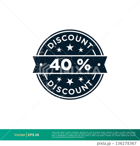 40 percent Discount Stamp Icon Vector Template Illustration Design. Vector EPS 10. 136278367