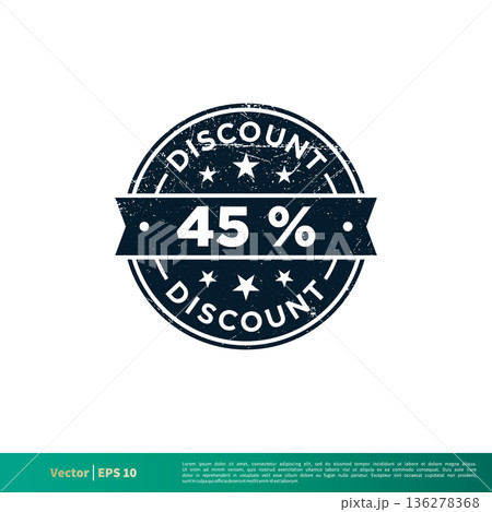 45 percent Discount Stamp Icon Vector Template Illustration Design. Vector EPS 10. 45 percent Discount Stamp Icon Vector Template Illustration Design. Vector EPS 10. 136278368