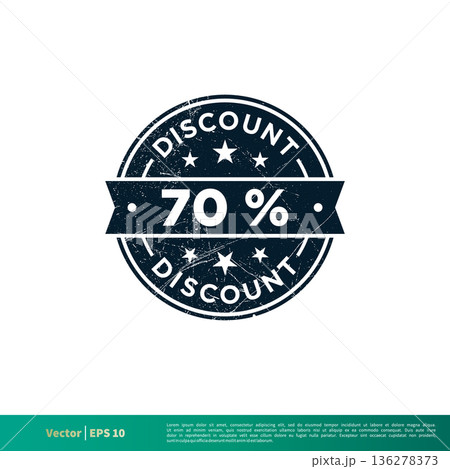 70 percent Discount Stamp Icon Vector Template Illustration Design. Vector EPS 10. 136278373