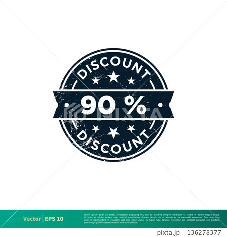 90 percent Discount Stamp Icon Vector Template Illustration Design. Vector EPS 10. 90 percent Discount Stamp Icon Vector Template Illustration Design. Vector EPS 10. 136278377