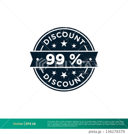 99 percent Discount Stamp Icon Vector Template Illustration Design. Vector EPS 10. 136278379