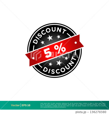 5 percent Discount Stamp Icon Vector Template Illustration Design. Vector EPS 10. 136278380