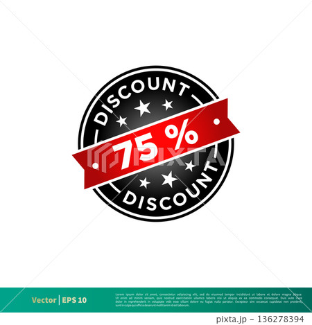75 percent Discount Stamp Icon Vector Template Illustration Design. Vector EPS 10. 136278394