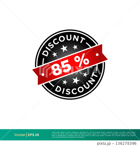 85 percent Discount Stamp Icon Vector Template Illustration Design. Vector EPS 10. 85 percent Discount Stamp Icon Vector Template Illustration Design. Vector EPS 10. 136278396