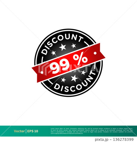 99 percent Discount Stamp Icon Vector Template Illustration Design. Vector EPS 10. 136278399