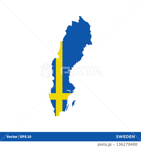 Sweden - Europe Countries Map and Flag Vector Icon Template Illustration Design. Vector EPS 10. 136278400