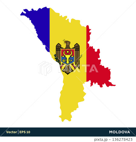 Moldova - Europe Countries Map and Flag Vector Icon Template Illustration Design. Vector EPS 10. Moldova - Europe Countries Map and Flag Vector Icon Template Illustration Design. Vector EPS 10. 136278423