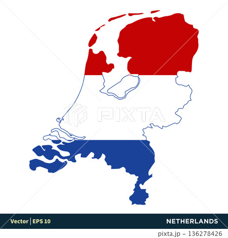 Netherlands - Holland - Europe Countries Map and Flag Vector Icon Template Illustration Design. Vector EPS 10. 136278426