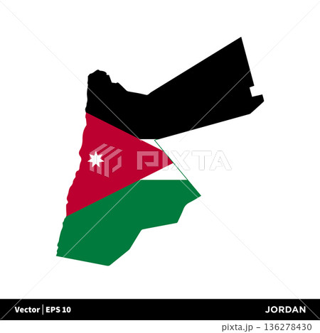 Jordan - Asia Countries Map and Flag Icon Vector Logo Template Illustration Design. Vector EPS 10. Jordan - Asia Countries Map and Flag Icon Vector Logo Template Illustration Design. Vector EPS 10. 136278430