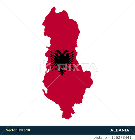 Albania - Europe Countries Map and Flag Vector Icon Template Illustration Design. Vector EPS 10. 136278441