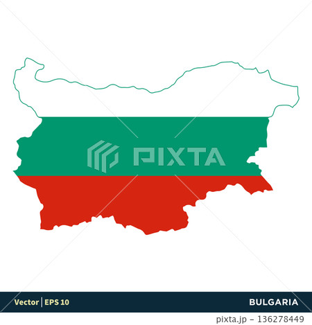 Bulgaria - Europe Countries Map and Flag Vector Icon Template Illustration Design. Vector EPS 10. Bulgaria - Europe Countries Map and Flag Vector Icon Template Illustration Design. Vector EPS 10. 136278449