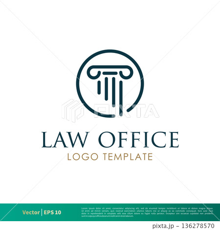 Pillar Greek, Column Law Office, Law Firm, Attorney Icon Vector Logo Template Illustration Design. Vector EPS 10. 136278570