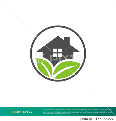 Green Leaf House Icon Vector Logo Template Illustration Design. Vector EPS 10. Green Leaf House Icon Vector Logo Template Illustration Design. Vector EPS 10. 136278595