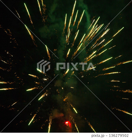 Fireworks celebrating the coming new year. Fireworks celebrating the coming new year. 136279502