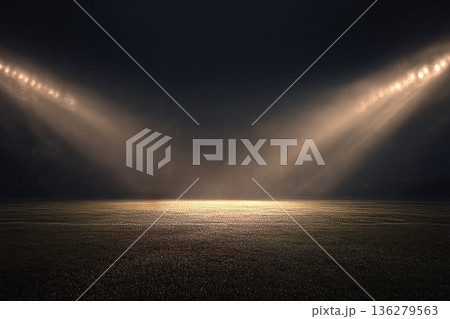a bottom view an empty soccer field bathed in spotlights, cinematic a bottom view an empty soccer field bathed in spotlights, cinematic 136279563
