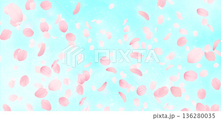 花びら舞い散る桜の背景素材 136280035