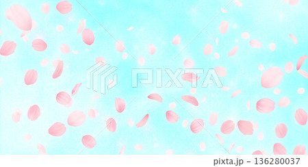 花びら舞い散る桜の背景素材 136280037