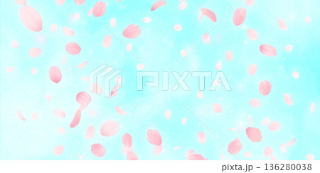 花びら舞い散る桜の背景素材 136280038