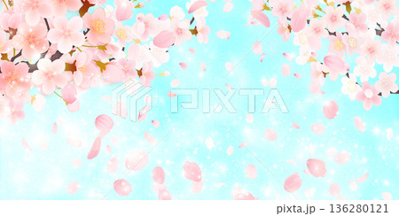 花びら舞い散る桜の背景素材 花びら舞い散る桜の背景素材 136280121