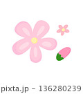 Cute pastel pink flower set for stickers, branding, social media posts 136280239