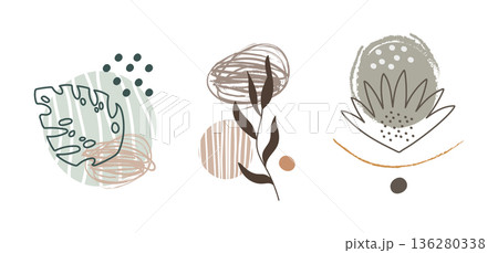 Abstract leaves and spots graphic collection vector illustration Abstract leaves and spots graphic collection vector illustration 136280338