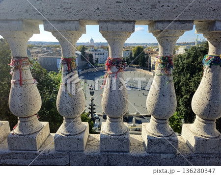 Lucky bracelets attached to the balustrade of a terrace overlooking one of the squares. Lucky bracelets attached to the balustrade of a terrace overlooking one of the squares. 136280347