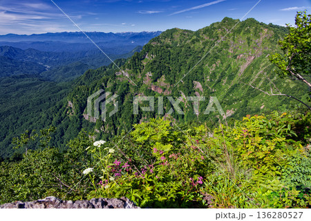 戸隠山・八方睨から見る西岳と北アルプスの山並み 戸隠山・八方睨から見る西岳と北アルプスの山並み 136280527