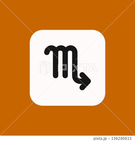 Zodiac horoscope. Scorpio astrological icon symbol. Stylized star sign esoteric. Simple line vector illustration Zodiac horoscope. Scorpio astrological icon symbol. Stylized star sign esoteric. Simple line vector illustration 136280813