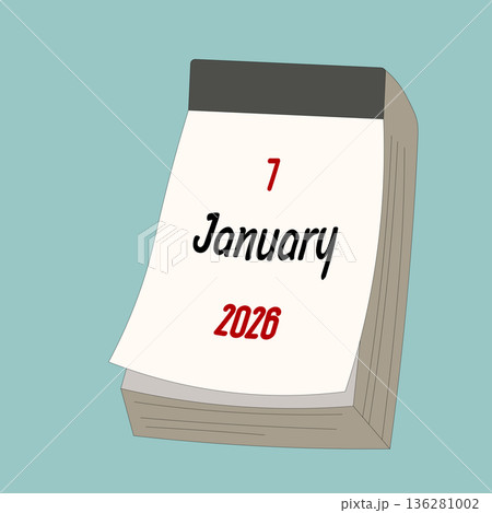 January 7. Daily Calendar icon for design. Simple design for business brochure, flyer, print media, advertisement. Easily editable 136281002
