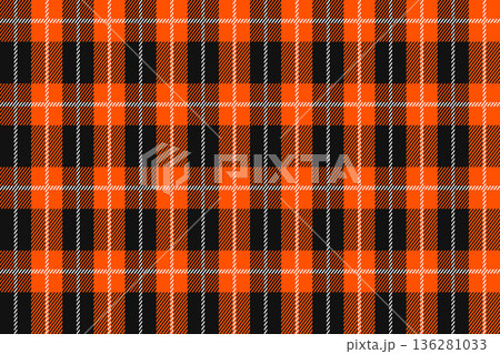 Black and orange Scotland textile seamless pattern. Fabric texture check tartan plaid. Abstract geometric background for cloth, fabric. Monochrome graphic repeating design. Modern squared ornament. Black and orange Scotland textile seamless pattern. Fabric texture check tartan plaid. Abstract geometric background for cloth, fabric. Monochrome graphic repeating design. Modern squared ornament. 136281033