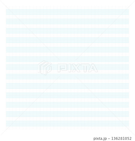 Graph paper. Printable grid paper with stave on a white background. A blank music sheet paper with staff. Geometric pattern for composition, education, school. Realistic lined paper blank size A4 136281052