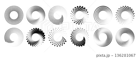 Set of pop art circles. Shapes dots pattern in pop art style. Abstract modern stylish texture. Vector illustration geometric pattern. Round design elements for your content Set of pop art circles. Shapes dots pattern in pop art style. Abstract modern stylish texture. Vector illustration geometric pattern. Round design elements for your content 136281067