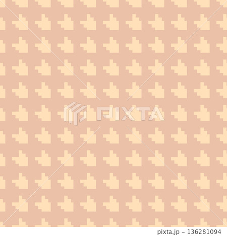 Geometric houndstooth beige seamless pattern with pied-de-poule ornament. Monochrome graphic design. Modern minimalist stylish squared background. Vector chequered motif for fabric, textile 136281094