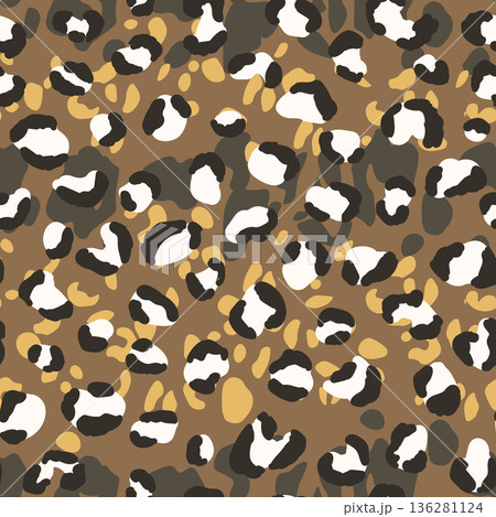 Abstract modern leopard seamless pattern. Animals trendy background. Color decorative vector stock illustration for print, card, postcard, fabric, textile. Modern ornament of stylized skin 136281124