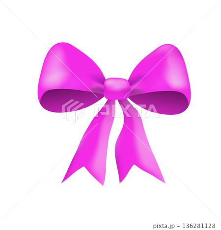 Purplle gift bow, flat ribbons isolated on white background. Ribbon banner vector illustration. Holiday lace 136281128
