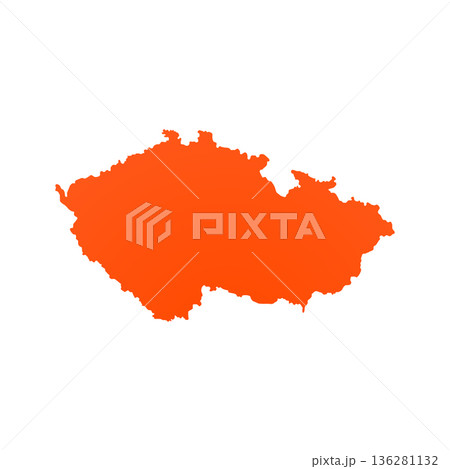 Map of Czech Republic, sign silhouette. World Map Globe. Vector Illustration isolated on white background. Europe continent 136281132