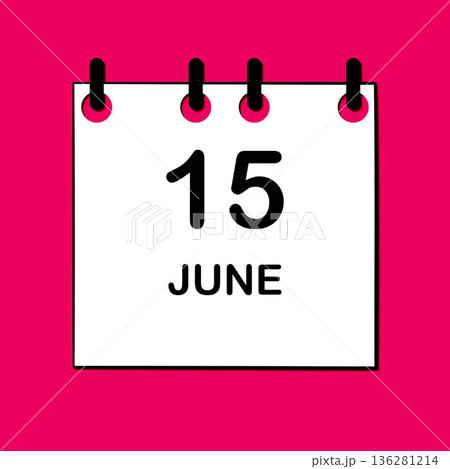 June 15. Daily Calendar icon for design. Simple design for business brochure, flyer, print media, advertisement. Easily editable 136281214