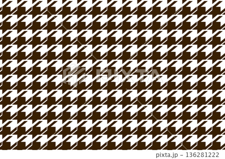 Geometric houndstooth black and white seamless pattern with pied-de-poule ornament. Monochrome graphic design. Modern minimalist stylish squared background. Vector chequered motif for fabric, textile 136281222