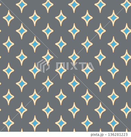 Arabic morrocan arabesque seamless pattern with colorful elements. Geometric background. Design greeting card Islamic ornamental colorful detail of mosaic. Vector illustration 136281223