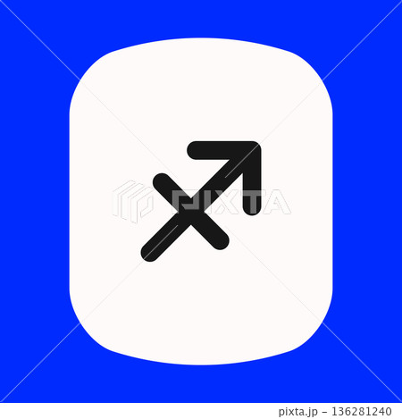 Zodiac horoscope. Sagittarius astrological icon symbol. Stylized star sign esoteric. Simple line vector illustration Zodiac horoscope. Sagittarius astrological icon symbol. Stylized star sign esoteric. Simple line vector illustration 136281240