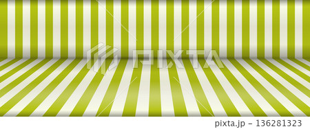 Trendy abstract green stripes background. Color gradient vector illustration for web, template, posters, card, banner. Pastel colors simple striped studio backdrop with empty space for your content 136281323
