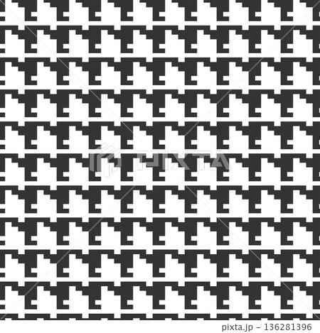 Geometric black and white seamless pattern with pied-de-poule ornament. Monochrome graphic repeating design. Modern minimalist stylish squared background. Vector chequered motif for fabric, textile 136281396