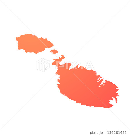 Map of Malta, sign silhouette. World Map Globe. Vector Illustration isolated on white background. Europe continent 136281433