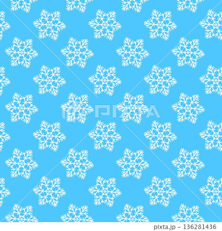 Winter seamless pattern with white snowflakes on color background. Vector illustration for fabric, textile wallpaper, posters, gift wrapping paper. Christmas vector illustration. Falling snow Winter seamless pattern with white snowflakes on color background. Vector illustration for fabric, textile wallpaper, posters, gift wrapping paper. Christmas vector illustration. Falling snow 136281436