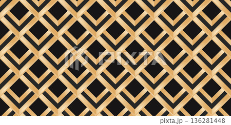 Geometric seamless pattern with gold and colorful elements. Luxury background. Ornamental wallpaper detail of mosaic. Art Deco invitation greeting Design. Vector illustration Geometric seamless pattern with gold and colorful elements. Luxury background. Ornamental wallpaper detail of mosaic. Art Deco invitation greeting Design. Vector illustration 136281448